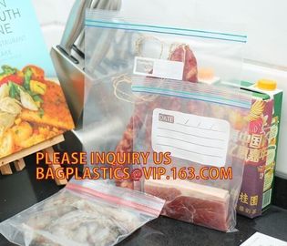 Food grade packing PE transparent custom printed zipper bags with double zipper, Sandwich ziplock baggies food freezer