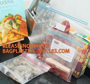 Food grade packing PE transparent custom printed zipper bags with double zipper, Sandwich ziplock baggies food freezer