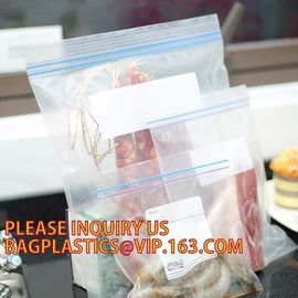 Food grade packing PE transparent custom printed zipper bags with double zipper, Sandwich ziplock baggies food freezer