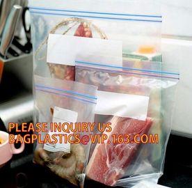 Food grade packing PE transparent custom printed zipper bags with double zipper, Sandwich ziplock baggies food freezer