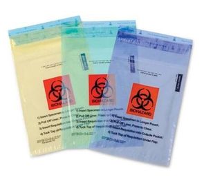 Biohazard 4 Layer Specimen Transport bag, pe glove, pe packaging, pe bags on roll, disposable PE gloves, disposable bag