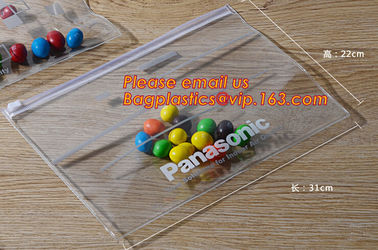 Custom pvc slider bag for cosmetics, Custom pvc slider bag for stationery, A4 clear plastic pp document carrying file fo