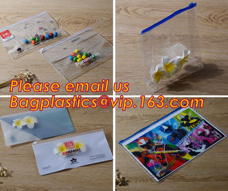 Custom pvc slider bag for cosmetics, Custom pvc slider bag for stationery, A4 clear plastic pp document carrying file fo