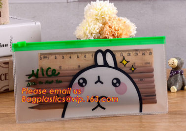 a5 clear plastic zipper pencil bag with creative logo, Promotion Custom Clear PVC Vinyl Plastic Zipper Pencil Bag