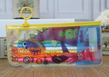 Logo Printed PVC Plastic Pencil Bag With Zipper, Custom pvc clear printed stationery zip lock plastic pencil bag