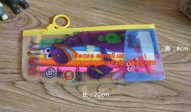 Logo Printed PVC Plastic Pencil Bag With Zipper, Custom pvc clear printed stationery zip lock plastic pencil bag