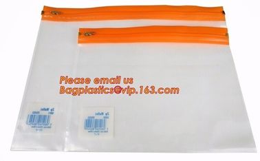 Cheap Waterproof PE zipper lock file wallet bag with logo printing, cheap A4, A5, A6, B5 transparent plastic pe zip lock