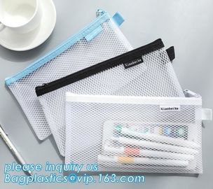 Promotional high quality custom logo plastic mesh document bag PVC file holder bag with zipper,A4 Colorful Printed Docum