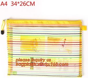 Wholesale Office School Supply A4/5/6 Mesh Zipper Document Bag Multicolor PVC A4 Archives Contract,Office School Supplie