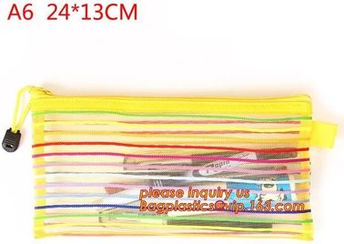 Wholesale Office School Supply A4/5/6 Mesh Zipper Document Bag Multicolor PVC A4 Archives Contract,Office School Supplie