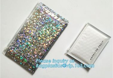Poly Bubble Mailer with Zip on Top Glitter Make Up Bags,Metallic Glossier Pink Cosmetic Packing Ziplock Bubble Pouch Sli