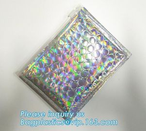 Poly Bubble Mailer with Zip on Top Glitter Make Up Bags,Metallic Glossier Pink Cosmetic Packing Ziplock Bubble Pouch Sli
