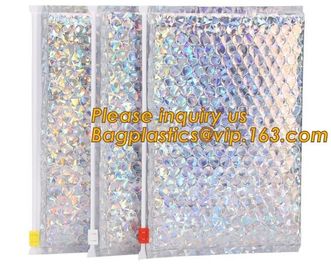 Hot Metallic Colorful Bagease Packaging Zipper Bubble Bag For Cosmetic Packaging,Ziplock Bubble Bags are Made of PET/CP