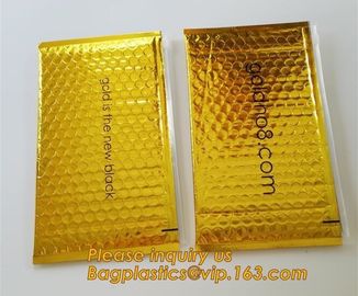 Slider padded grip seal Golden bags, air bubble bag with slider zipper,design custom anti static plastic black ziplock b