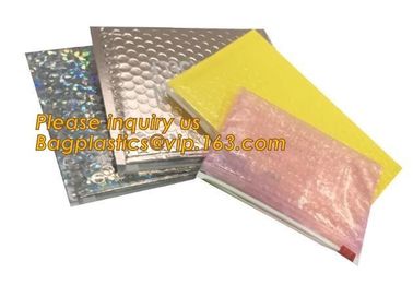 Cosmetic Pink Slider Padded Bag/Holographic Ziplock Bag With Bubble,Holographic Metallic Zipper Bubble Bag/Slider Padded