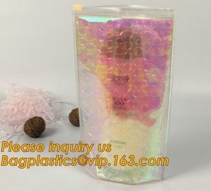transparent slider zipper bubble bag，Reusable portable PE bubble wine bottle protector bag,ziplock bubble bag,slider pac
