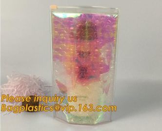 transparent slider zipper bubble bag，Reusable portable PE bubble wine bottle protector bag,ziplock bubble bag,slider pac