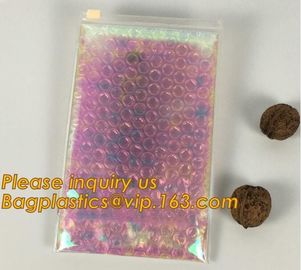 transparent slider zipper bubble bag，Reusable portable PE bubble wine bottle protector bag,ziplock bubble bag,slider pac