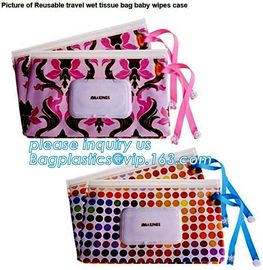 Promotion reusable ziplock travel plastic EVA baby tissue wet wipes bag with lid, Eco-friendly plastic colorful wet tiss