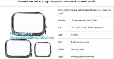 cusotm logo rope handle clear pvc bag with zipper, handle transparent cosmetic bag, Ziplock Make Up Travel Bag, Organize