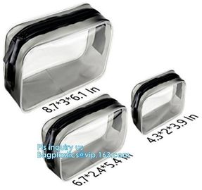cusotm logo rope handle clear pvc bag with zipper, handle transparent cosmetic bag, Ziplock Make Up Travel Bag, Organize