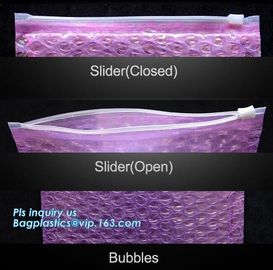 PE zipper bubble ziplock bag with custom printed logo, Bubble Bag With Slider, Padded Pink Ziper Lock PE Bag, slider zip