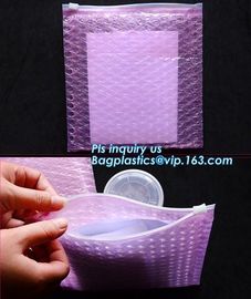 PE zipper bubble ziplock bag with custom printed logo, Bubble Bag With Slider, Padded Pink Ziper Lock PE Bag, slider zip