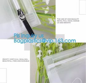 ziplock slider bags for pencils pens, PVC Cosmetic Packaging Bags with Slide Zipper, eco friendly customized slider zipl