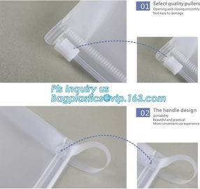 frosted zipper lock slider packing bag, cosmetic tool packaging sliding zipper bags, waterproof pe ziplock slider bags