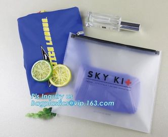 cosmetics packaging PVC transparent ziplock slider plastic bag with pink zipper, Slider zipper Gusset Bag Cosmetic PVC B