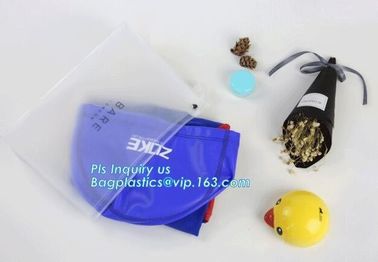 cosmetics packaging PVC transparent ziplock slider plastic bag with pink zipper, Slider zipper Gusset Bag Cosmetic PVC B