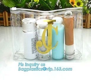 2.5 mil slider PVC bag, make-up packaged factory slider PVC cosmetics bag, Slider Closure Cosmetic Bottle Set Packing PV