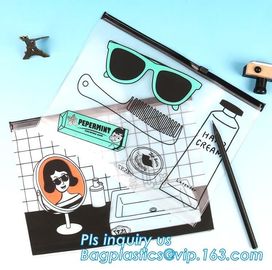 Waterproof ziplock slider PVC Travel Cosmetic Bag Makeup Organizer Bag for Women Girls, eva pvc zip bag for promotion pa