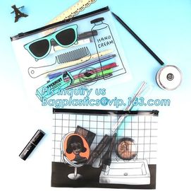 Waterproof ziplock slider PVC Travel Cosmetic Bag Makeup Organizer Bag for Women Girls, eva pvc zip bag for promotion pa