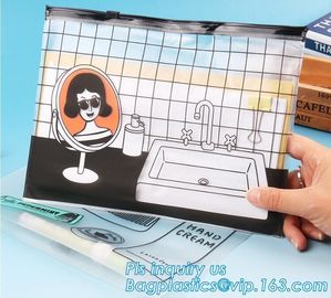 Waterproof ziplock slider PVC Travel Cosmetic Bag Makeup Organizer Bag for Women Girls, eva pvc zip bag for promotion pa