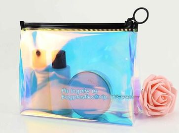 Standup cosmetics packaging PVC Slider bag, cosmetic slider eva zipper bag, Seal Heated PVC slider Cosmetic Bag