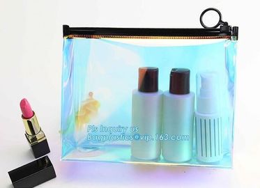 Standup cosmetics packaging PVC Slider bag, cosmetic slider eva zipper bag, Seal Heated PVC slider Cosmetic Bag