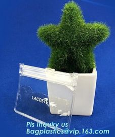 frosted PVC slider zipper bag plastic bag with zipper resealable pvc slider zip poly bag, cosmetic bag with slider zippe
