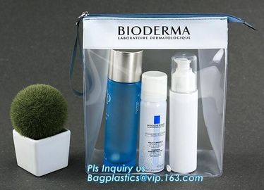 frosted PVC slider zipper bag plastic bag with zipper resealable pvc slider zip poly bag, cosmetic bag with slider zippe