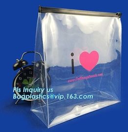 bag with slider for gift,cosmetics/document bag, cosmetic transparent PVC zipper bags, Heat Seal Bags With Slider Waterp