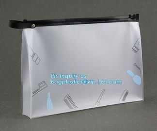 PVC slider zipper cosmetic makeup bag and pouch, Comfortable touching matt finishing slider ziplock stand up bag foggy e