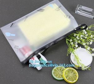 PVC slider zipper cosmetic makeup bag and pouch, Comfortable touching matt finishing slider ziplock stand up bag foggy e