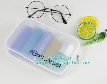 Vinyl transparent pvc bag cosmetic packing, bottom gusset slider ziplock printed pvc zipper bags, clothing packaging bag