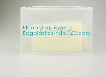 Vinyl transparent pvc bag cosmetic packing, bottom gusset slider ziplock printed pvc zipper bags, clothing packaging bag