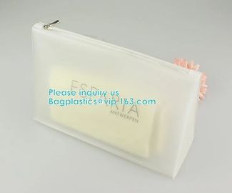 Vinyl transparent pvc bag cosmetic packing, bottom gusset slider ziplock printed pvc zipper bags, clothing packaging bag