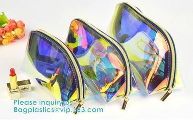 Holographic Color Bag Neon Bag Clear Pvc Cosmetic Make Up Bag in Rainbow,holographic ziplock bagholographic laser handy