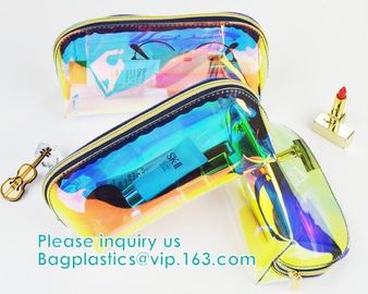Holographic Color Bag Neon Bag Clear Pvc Cosmetic Make Up Bag in Rainbow,holographic ziplock bagholographic laser handy