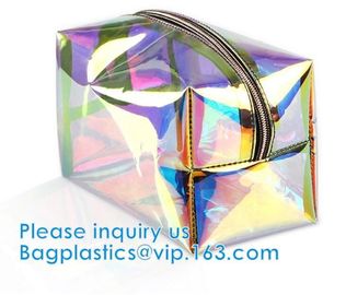 Custom Shell Shaped White Nylon Mesh Cosmetic Bag Pouch For Make Up,Hologram Vinyl Material Pvc Ziplock Holographic Bag