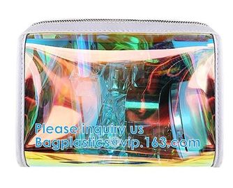 Custom Shell Shaped White Nylon Mesh Cosmetic Bag Pouch For Make Up,Hologram Vinyl Material Pvc Ziplock Holographic Bag