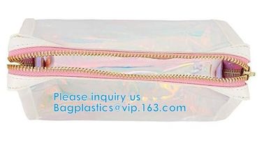 Custom Shell Shaped White Nylon Mesh Cosmetic Bag Pouch For Make Up,Hologram Vinyl Material Pvc Ziplock Holographic Bag